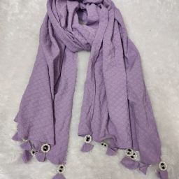 Embroidered Cotton Blend Women Purple Scarf, Fancy Scarf, Stole-image-29