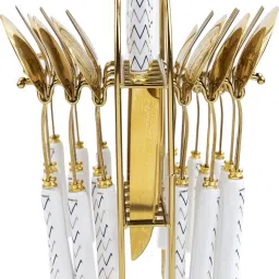 Chevron Golden Stainless Steel Spoons, Forks & Knives Ceramic Cutlery Sets Stainless Steel Cutlery Set-image-46