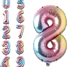 Solid Birthday/Anniversary Party Decoration Foil Plain 8 Number 32" Helium Supported Letter Balloon-image-74