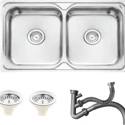 37 X 18 X 10 inch Double Bowl Kitchen Sink Stainless Steel with SS Sink Coupling FMS-10 Vessel Sink-image-20
