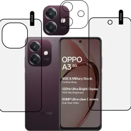 MOBKAVACH Front and Back Tempered Glass for OPPO A3 5G WITH CAMERA LENS PROTECTOR-picture-0