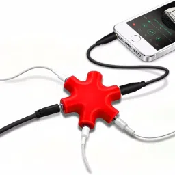 Triangle Ant Red AUDIO SPLITTER-01 0.1 m AUX Cable For Compatible With Mobile, Laptop, Tablet, Computer. Phone Converter image 3