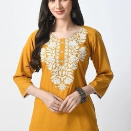 Women Embroidered Viscose Rayon Straight Kurta-image-96