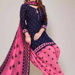 Unstitched Crepe Salwar Suit Material Printed-image-37