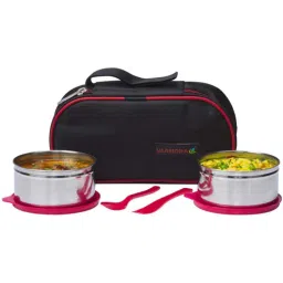 Varmora Xtra Fresh | Leak Proof Stainless Steel Lunch Box with Bag| 2 Containers-390ml each w/ Spoons | Airtight & Leak-Proof | FDA Approved & BPA-Free | Unbreakable- Raspberry Pink-picture-21
