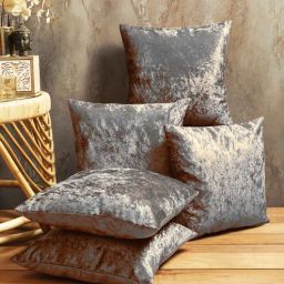 romee Grey Velvet Solid 16x16 inches Cushion Cover (5Pc)-picture-38