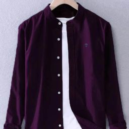 Men Slim Fit Solid Mandarin Collar Casual Shirt-image-74