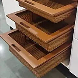 Bamboo Modular Kitchen Wicker Basket – 42x50x10 cm, Rectangular Pull-Out, Soft-Close Storage Basket-picture-35