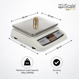iScale i-02 20kg x 1 g Digital Table Top Weighing Scale with Front and Back Display for Retail Shops and Commercial Purposes (10x12 inches Pan size) Weighing Scale image 2