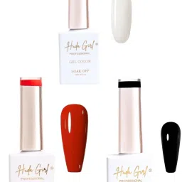 UV Gel Nail Polish Red & Black & White Gel Nail Polish Kit Super Glossy Finish RED, Black, WHITE-image-36