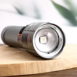 mz M234 (RECHARGEABLE LED METAL TORCH) Zoomable 150W with 2400mAh Battery & 3 Modes Torch image 2