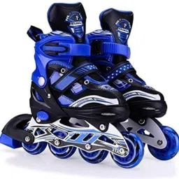 Inline Skates shoe different size with PU LED Flashing Wheel Aluminum Body in-Line Skates with Adjustable Length for Age 10-16 Years (Blue) In-line Skates - Size 6 - 9 UK-28