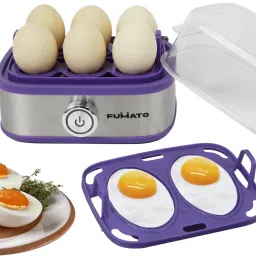 FUMATO 210W Egg Boiler with Poacher Eggwhiz 210W, 3 Cooking Methods with Poaching Tray & Transparent Lid,Blue Egg Cooker-28