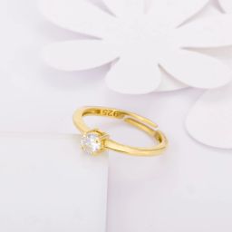 Golden Magnificent Ring for Womens Sterling Silver Zircon Gold Plated Ring-image-2