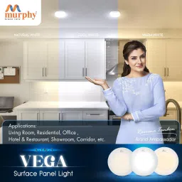 murphy 15W Vega 3-in-1 Round LED Panel Color Changing Surface Light(CW/WW/NW,Pack of 10 Ceiling Light Ceiling Lamp image 2