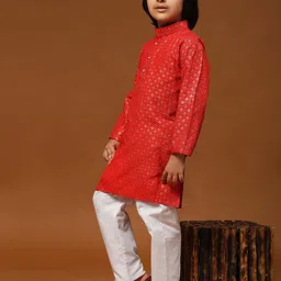 Pro-Ethic STYLE DEVELOPER Boys Floral Printed Regular Kurta With Pyjamas image 3