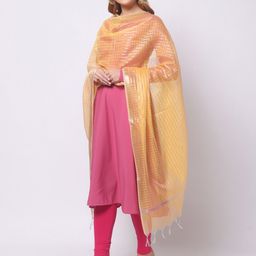 Dupatta Bazaar Yellow Striped Dupatta image 3