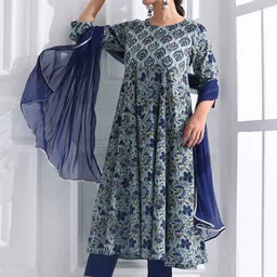 Anouk Women Ethnic Motifs Embroidered Regular Gotta Patti Pure Cotton Kurta with Trousers & With Dupatta-image-50