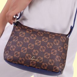 Lavie Brown & Navy Blue TOPMO CSB Ethnic Motifs Printed Structured Sling Bag-9