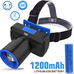 100W Zoomable Laser Rechargeable HeadLamp Light With 3 Mode LED 1200 mAh Battery 3 hrs Torch Emergency Light-image-16