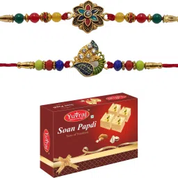 2 brother rakhi set with sweets patisa 200 gm pack Assorted Gift Box-27