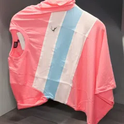 Men Striped Round Neck Pure Cotton Pink T-Shirt-image-70