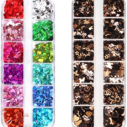 Multicolor Heart Nail Art Grid and Gold and Black Heart Grid Combo-image-8