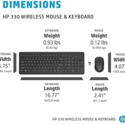 HP 330 Mouse & Keyboard Combo Wireless Standard Desktop Keyboard Compatible with Desktop, Laptop, Mac Numeric Keypad/2.4GHz Wireless Connection/1600 DPI/USB Receiver/LED Indicators image 4