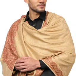WEAVERS VILLA Polyester Wool Blend Self Design Men Shawl-image-80