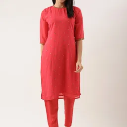 KALINI Ethnic Motifs Embroidered Regular Sequinned Kurta With Trousers image 5