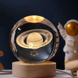 3D Saturn Crystal Ball LED Night Lamp with Wooden Base – Space Theme Decor Night Lamp-image-7