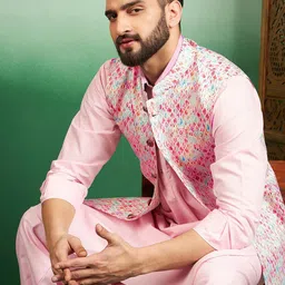 House of Pataudi Woven Design Nehru Jacket-picture-51
