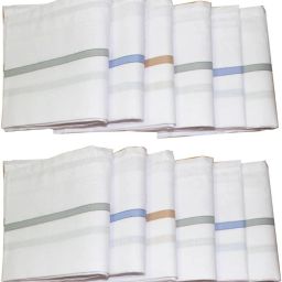 TrendZone White 100% Mercerized Cotton With Luxurious Finish Handkerchief Pack Of 12 Handkerchief   ["White"] Handkerchief-image-32
