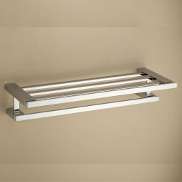 24-Inch Stainless Steel Towel Rack | Chrome Finish Bathroom Shelf with Hooks Chrome Towel Holder-picture-24