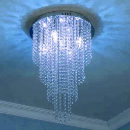 GC Crystal Glass Chandelier/Ceiling Light with 16 watt Led Light for Living Room, Restaurants, Hotels (Width: 23 cm ) Pendants Ceiling Lamp-picture-25