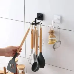 sjk Wall mounting Self Adhesive 360 Degree Rotating Hook for Hanging(Pack of 2) Hook 5 image 2