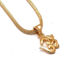 Lord Shiv Om Locket with Simple Chain for Mens & Boys Women & Girls Gold-plated Alloy Pendant Set-image-13