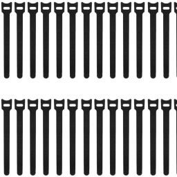 Black Velcro Cable Tie, Hook and Loop Straps Fastener, Nylon Reusable Self-adhesive Cable Organiser for PC TV USB Network Cable, Velcro Tape for Home and Office-12mm Width and 150mm Length 30pcs Stick-on Velcro-image-5