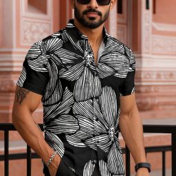 Men Regular Fit Floral Print Cut Away Collar Casual Shirt-image-85