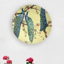 quirk india Multicolour Ceramic Artistic Peacock Decorative Wall Plate-picture-35
