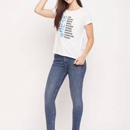 Mast & Harbour White Typography Printed Short Sleeves Pure Cotton T-shirt-image-62