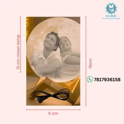 3d mind Personalized Moon Lamp| Custom Gift(Non Rechargeable) Table Lamp, 7 Colour Table Lamp image 4