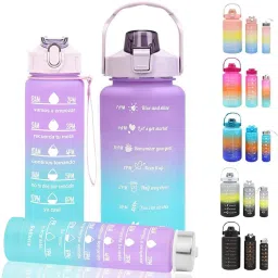 Set Of 3 Water Bottle 2000ML, 900ML, 300ML With Motivational Time Marker 3200 ml Bottle-21