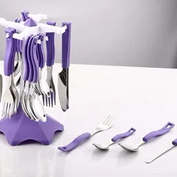 24 PCS KITCHEN ITEMS WITH 1 STAND Disposable Plastic Cutlery Set-69