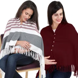 Lulamom Multi-Purpose Breast Feeding Nursing Shawl - Pack of 2 Feeding Cloak-image-57