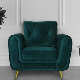 casacraft from pepperfry Atlantis Velvet 1 Seater Sofa in Teal Blue Colour-picture-24