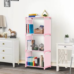 4 Layer Simple Bookshelf/Multipurpose Rack/Children Bookcases/File Rack for Office/Storage Organizer/Cabinet Shelves for Bedroom Office Living Room Metal Open Book Shelf-20