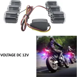 Triple RED Blue LED Flash Strobe Light for Motorcycle & Scooty License Plate Light Motorbike LED (12 V, 4 W)-27