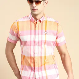 SHOWOFF  Comfort Slim Fit Checked Cotton Casual Shirt-image-43
