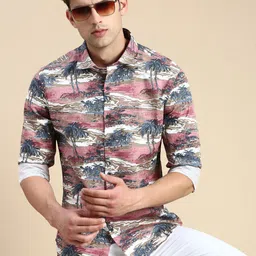 SHOWOFF Floral Printed Comfort Slim Fit Cotton Casual Shirt-image-32